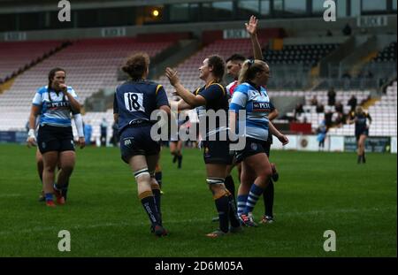 Philippa Rawbone of Worcester Warriors Womenscores une seconde moitié d'essais lors du match FÉMININ ALLIANZ PREMIER 15S entre Darlington Mowden Park Sharks et Worcester Warriors à la Northern Echo Arena, Darlington, le samedi 17 octobre 2020. (Credit: Chris Booth | MI News) Credit: MI News & Sport /Alay Live News Banque D'Images