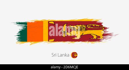 Drapeau du Sri Lanka, grunge résumé trait de pinceau sur fond gris. Illustration vectorielle. Illustration de Vecteur