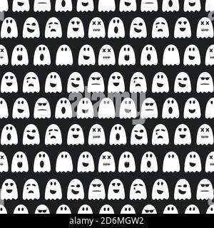 Motif vectoriel d'Halloween sans couture avec fantômes Illustration de Vecteur