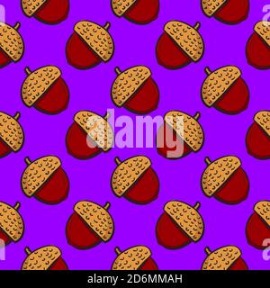 Petites glands, motif sans couture sur fond violet. Illustration de Vecteur