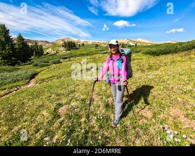 Trekking sur la piste Colorado Trail de 485 miles, Colorado Banque D'Images