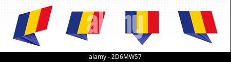 Drapeau de la Roumanie dans un design moderne abstrait, ensemble de drapeaux vectoriels. Illustration de Vecteur