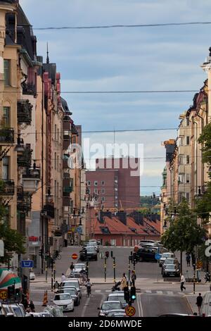 Västmannagatan et son croisement avec Karlbergsvägen à Stockholm, Suède Banque D'Images