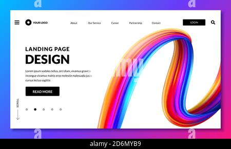 Modèle de bannière de page d'arrivée. Interface Web ou mobile avec fond de pinceau dégradé. Éléments de design tendance Vector. Illustration de Vecteur