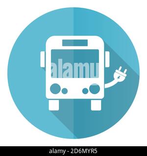 Ecologie, icône vecteur bleu de bus électrique, illustration plate en eps 10 Illustration de Vecteur