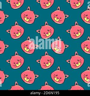 Chat rouge, motif sans couture sur fond gris foncé. Illustration de Vecteur