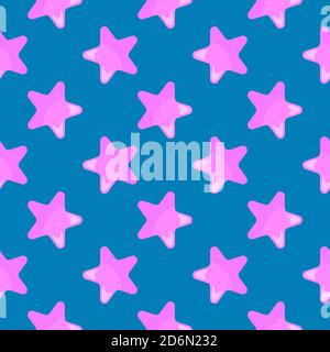 Jolies petites étoiles, motif sans couture sur fond bleu. Illustration de Vecteur