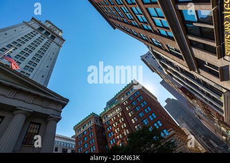 Custom House Tower, McKinley Square, quartier financier, Boston, Massachusetts, États-Unis Banque D'Images