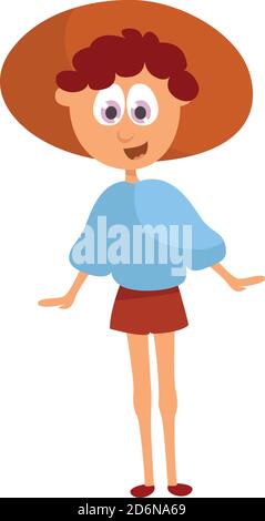 Fille en short, illustration, vecteur sur fond blanc Illustration de Vecteur