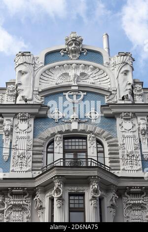 Maison Art Nouveau à Riga, la capitale lettone Banque D'Images