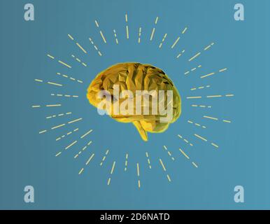 Illustration basse bleue dorée sur fond vert turquoise avec une étoile lumineuse Banque D'Images