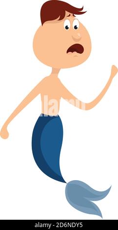 Mermaid Guy, illustration, vecteur sur fond blanc Illustration de Vecteur