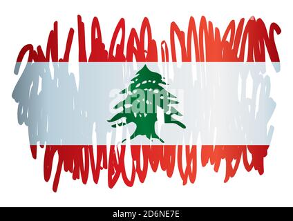 Drapeau du Liban, République libanaise, illustration vectorielle lumineuse et colorée. Illustration de Vecteur