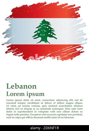 Drapeau du Liban, République libanaise, modèle de conception de prix, document officiel avec le drapeau du Liban. Illustration vectorielle colorée et lumineuse. Illustration de Vecteur