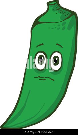 Sad green okra, illustration, vecteur sur fond blanc Illustration de Vecteur