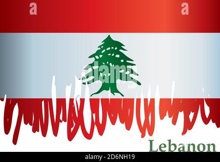 Drapeau du Liban, République libanaise, illustration vectorielle lumineuse et colorée. Illustration de Vecteur