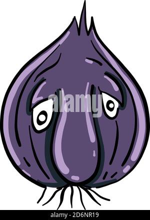 Oignon violet triste, illustration, vecteur sur fond blanc Illustration de Vecteur