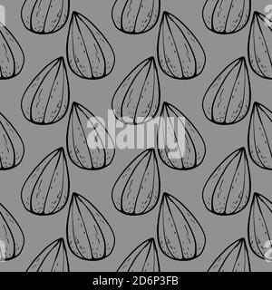 Graines de tournesol, motif sans couture sur fond gris. Illustration de Vecteur