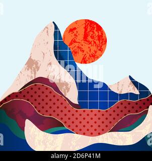 Paysage de montagne avec différentes textures. Vecteur. Illustration de Vecteur