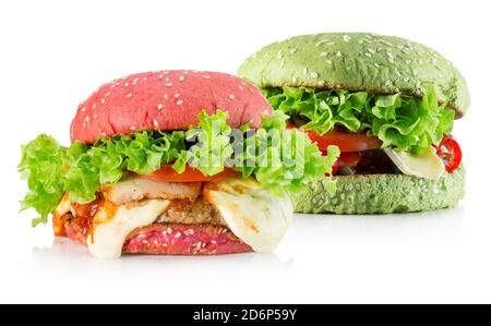 hamburgers isolés sur fond blanc. Banque D'Images