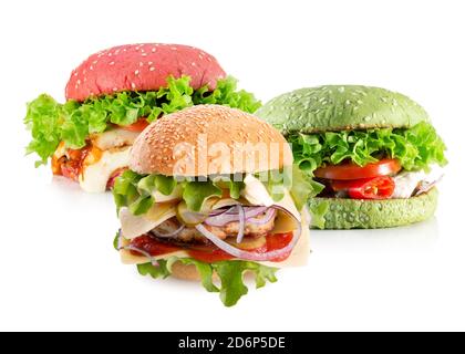 hamburgers isolés sur fond blanc. Banque D'Images