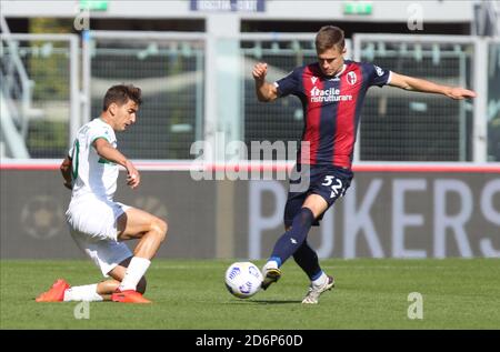 Mattias Svanberg (R) d'Ologna en action pendant la série italienne UN match de football Bologna FC vs U.S. Sassuolo au stade Renato Dall'Ara de Bologne Banque D'Images