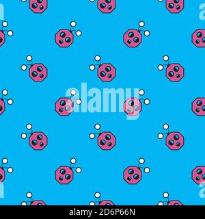 Robot violet, motif sans couture sur fond bleu. Illustration de Vecteur
