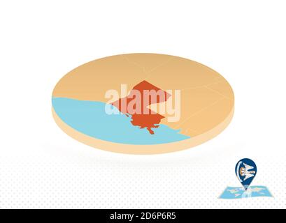 Carte de l'état de Louisiane conçue dans un style isométrique, carte du cercle orange de l'état des États-Unis de Louisiane pour le Web, l'infographie et plus encore. Illustration de Vecteur