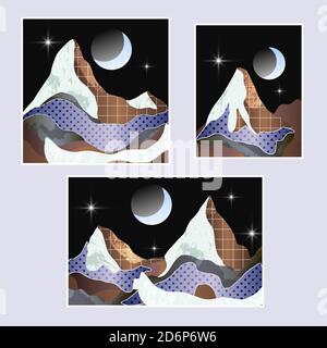 Paysage de montagne avec différentes textures. Vecteur. Illustration de Vecteur