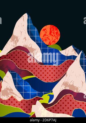 Paysage de montagne avec différentes textures. Vecteur. Illustration de Vecteur