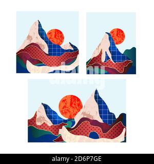 Paysage de montagne avec différentes textures. Vecteur. Illustration de Vecteur