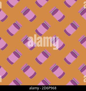 Pot de confiture violet, motif transparent sur fond orange. Illustration de Vecteur