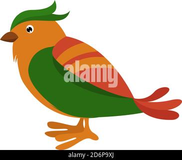 Oiseau brun et vert, illustration, vecteur sur fond blanc. Illustration de Vecteur