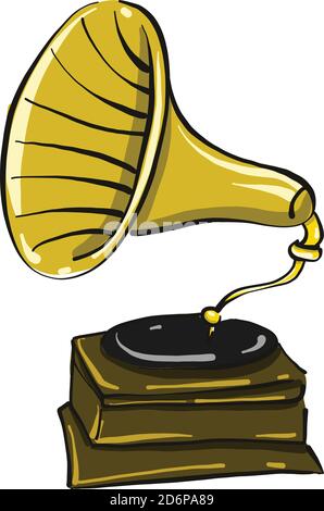 Ancien gramophone, illustration, vecteur sur fond blanc. Illustration de Vecteur
