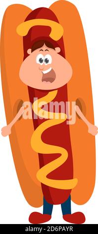 Costume de hot dog, illustration, vecteur sur fond blanc. Illustration de Vecteur