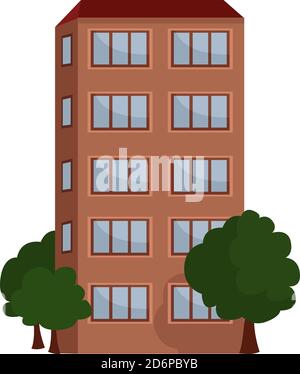 Grand bâtiment, illustration, vecteur sur fond blanc. Illustration de Vecteur