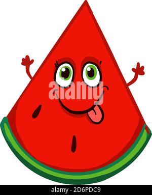 Pastèque dans un mode drôle, illustration, vecteur sur fond blanc. Illustration de Vecteur