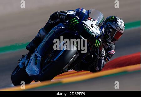 Alcaniz, Espagne. 18 octobre 2020. Maverick Vinales de Monster Energy Yamaha MotoGP lors de la course du Grand Prix d'Aragon à Alcaniz, Espagne, 18 octobre 2020. Crédit: Pablo Morano/Xinhua/Alay Live News Banque D'Images