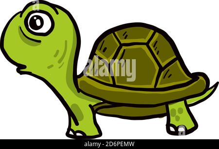 Vieille tortue verte, illustration, vecteur sur fond blanc. Illustration de Vecteur