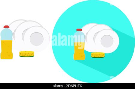 Lavage de vaisselle, illustration, vecteur sur fond blanc. Illustration de Vecteur