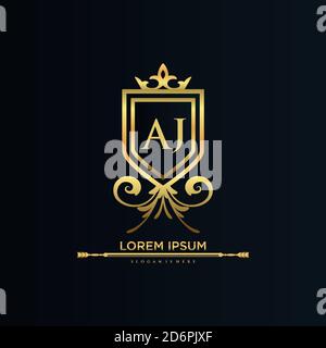 Lettre initiale avec Royal Template.Elegant avec logo de couronne vecteur, illustration Creative Lettering logo Vector. Illustration de Vecteur