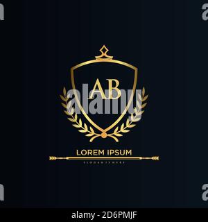 Lettre initiale AB avec gabarit Royal.élégant avec vecteur de logo de couronne, illustration vectorielle de logo de lettrage créatif. Illustration de Vecteur