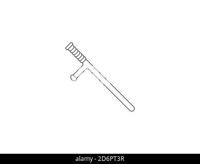 Icône de contour de bâton de police. Illustration vectorielle, conception plate. Illustration de Vecteur