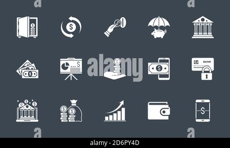 Voyage icons set. Vecteur des icônes de glyphe. Illustration de Vecteur