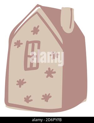 Maison avec flocons de neige, Noël biscuits au pain d'épice vecteur d'icône Illustration de Vecteur