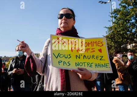 Le 18/10/2020, Lyon, Auvergne-Rhône-Alpes, France. La Ligue internationale contre le racisme et l'antisémitisme (litra) a appelé à un rassemblement sur la place Bellec Banque D'Images