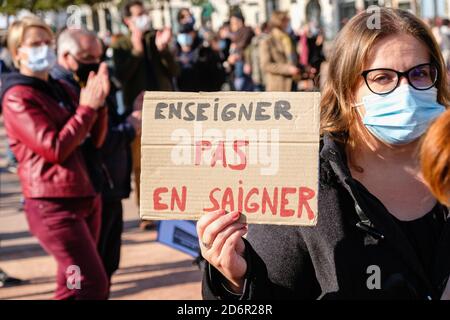 Le 18/10/2020, Lyon, Auvergne-Rhône-Alpes, France. La Ligue internationale contre le racisme et l'antisémitisme (litra) a appelé à un rassemblement sur la place Bellec Banque D'Images