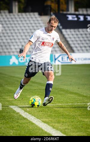 Aarhus, Danemark. 18 octobre 2020. Benjamin Hvidt (22) d'AGF vu pendant le match 3F Superliga entre Aarhus GF et AC Horsens au parc Ceres d'Aarhus. (Crédit photo: Gonzales photo - Morten Kjaer). Banque D'Images