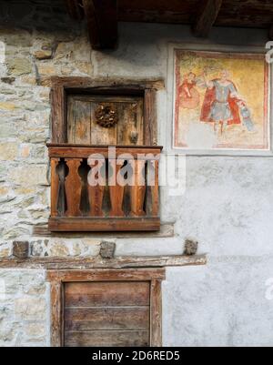 Fornsesighe Village, un exemple de l'architecture alpine d'origine locale et de la Vénétie, dans les dolomites, patrimoine mondial de l'UNESCO. L'Europe, Centra Banque D'Images