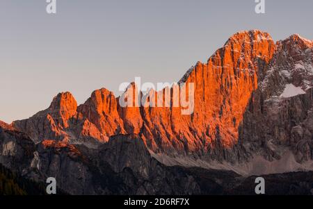 Montagne Civetta dans le Veneto. La Civetta est l'une des icônes des Dolomites. Les dolomites de la Vénétie font partie du patrimoine mondial de l'UNESCO. Ue Banque D'Images